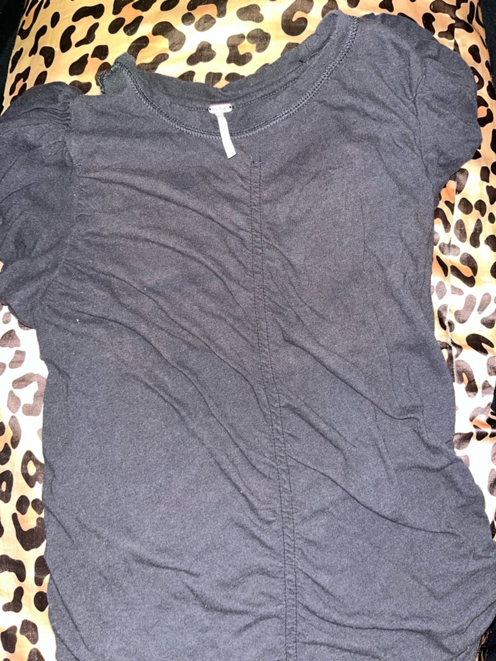 Free People dark grey Short-Sleeve Crewneck Top with Center Seam